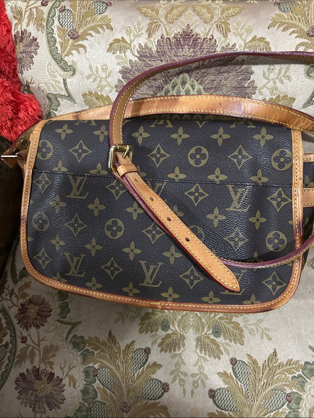 Vintage leather body cross Canvas Crossbody with Vachetta Trim - Brown/Tan - Picture 5 of 7